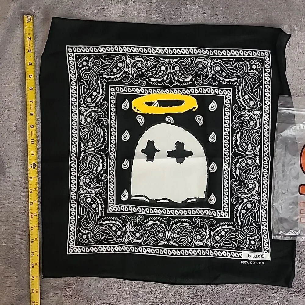 BWOOD NYC BANDANA BLACK GHOST RARE NY 2020 LIVE GOONEY DIE SAINT 100% COTTON ART